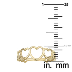 14k Yellow Gold Hearts Ring - JewelryAffairs
