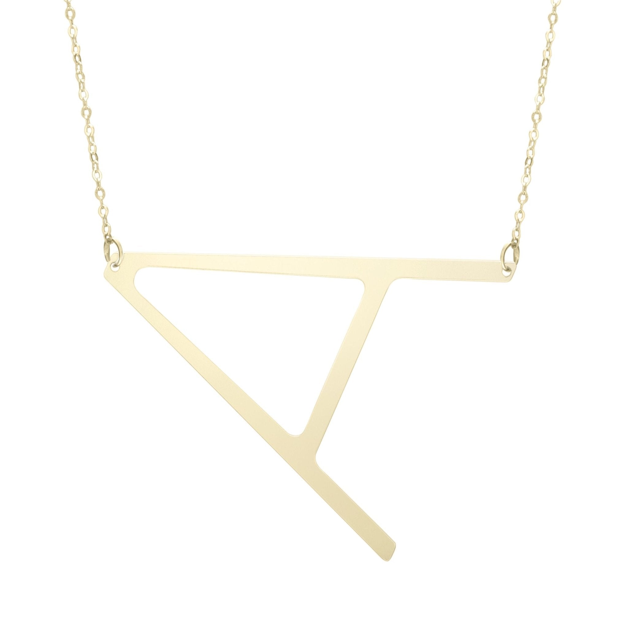14k Yellow Gold Initial Letter Pendant Necklace, 18" - JewelryAffairs