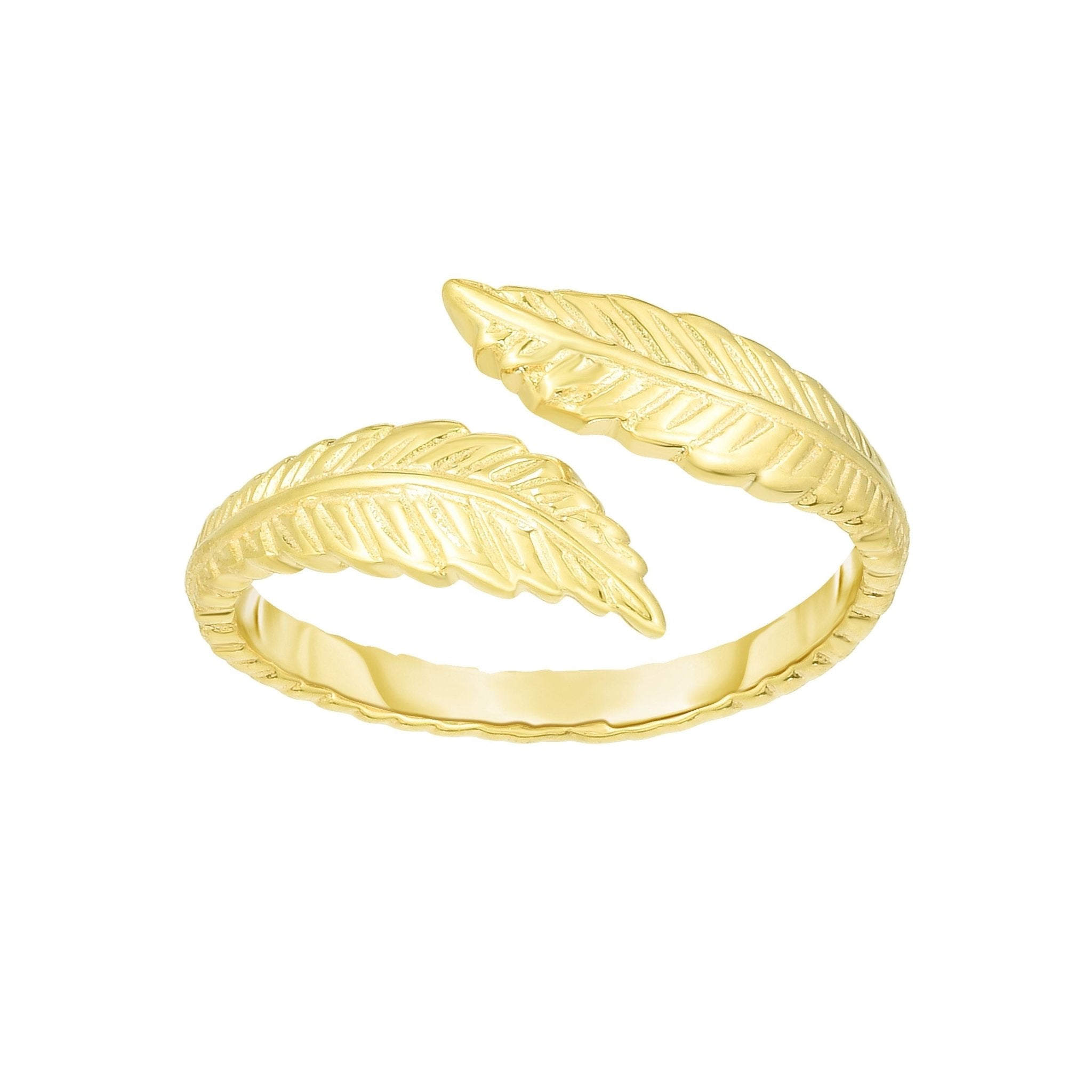 14K Yellow Gold Leaf Adjustable Toe Ring 9mm - JewelryAffairs