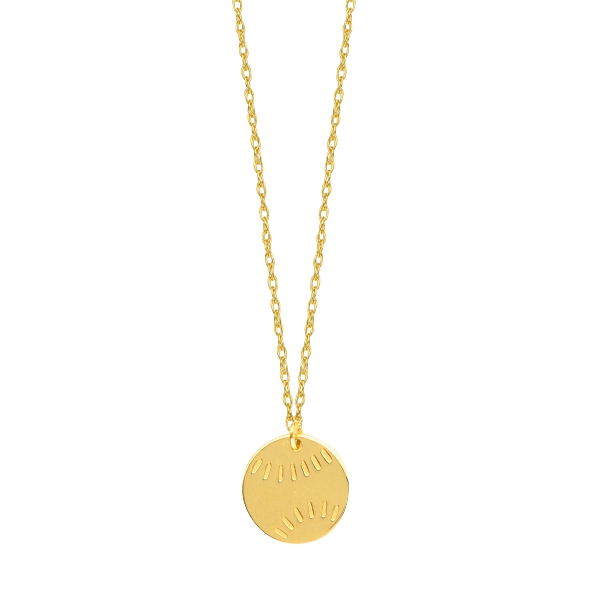 14K Yellow Gold Mini Baseball Necklace, 16" To 18" Adjustable - JewelryAffairs