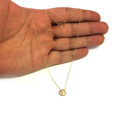 14K Yellow Gold Mini Moon And Star Pendant Necklace, 16 To 18 Inches Adjustable - JewelryAffairs