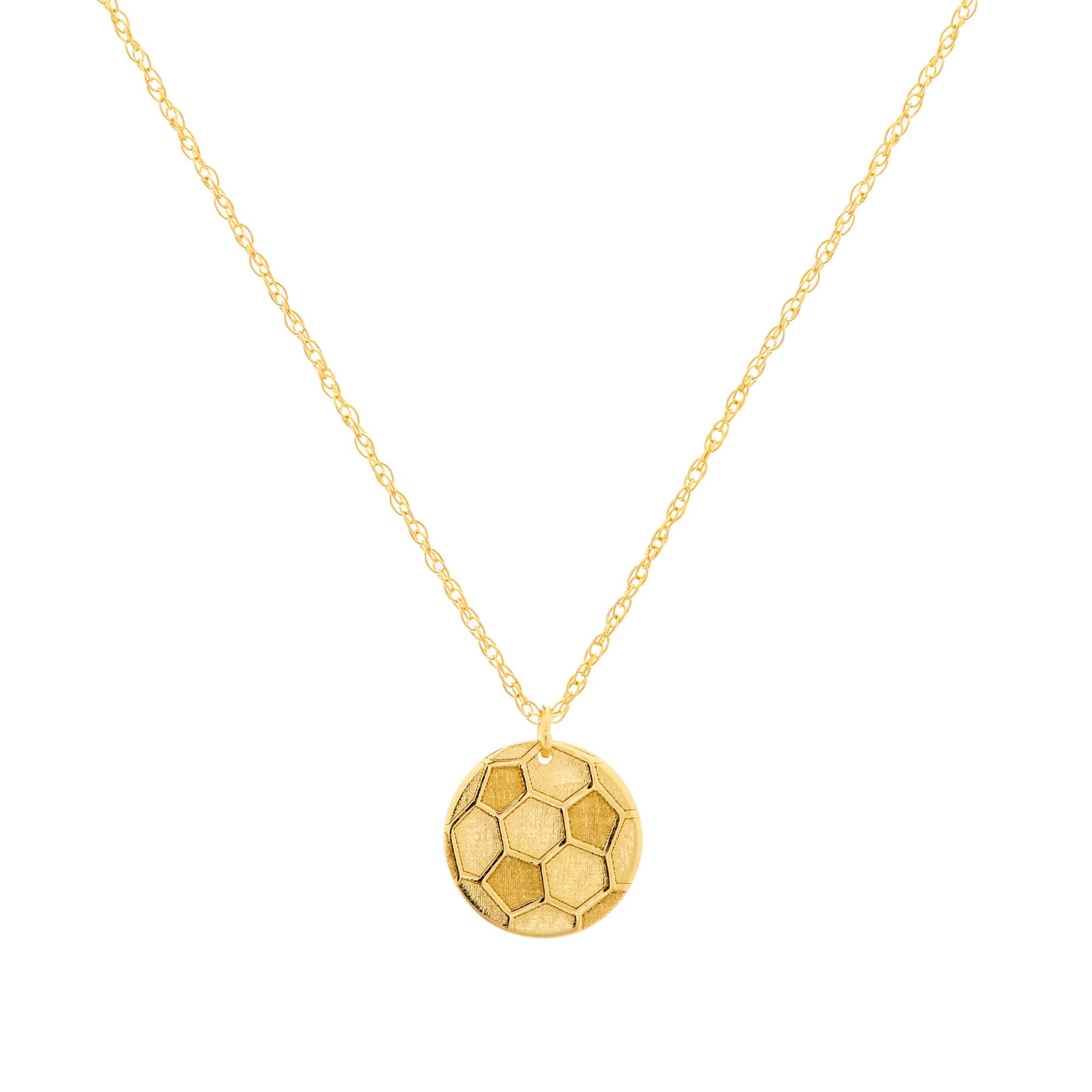 14K Yellow Gold Mini Soccer Ball Pendant Necklace, 16" To 18" Adjustable - JewelryAffairs