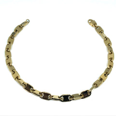 14k Yellow Gold Oval Link Mens Bracelet, 8.25" - JewelryAffairs