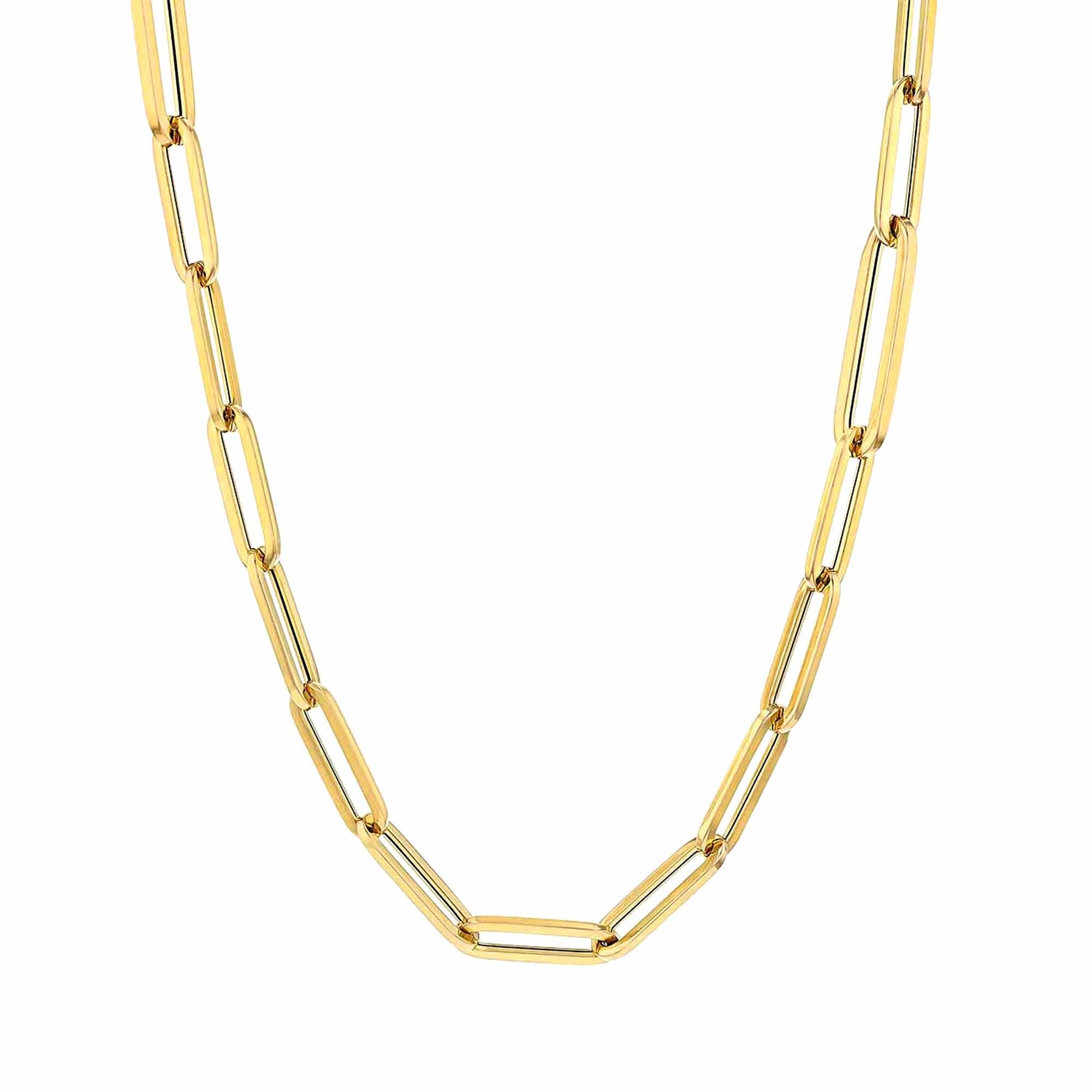 14k Yellow Gold Paperclip Chain Bracelet, 7" - JewelryAffairs