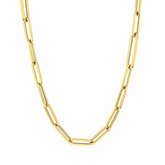 14k Yellow Gold Paperclip Chain Bracelet, 7" - JewelryAffairs