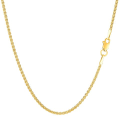 14k Yellow Gold Round Wheat Chain Necklace, 1.5mm - JewelryAffairs