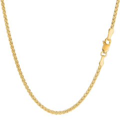 14k Yellow Gold Round Wheat Chain Necklace, 2.1mm - JewelryAffairs