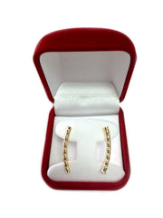 14k Yellow Gold Shinny Diamond Cut Round Tube Curved Climber Earrings - JewelryAffairs