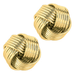 14k Yellow Gold Shiny 6 Row Love Knot Stud Earrings, 12mm - JewelryAffairs