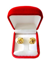 14k Yellow Gold Shiny 6 Row Love Knot Stud Earrings, 12mm - JewelryAffairs