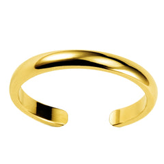 14K Yellow Gold Shiny Cuff Style Adjustable Toe Ring 3mm - JewelryAffairs