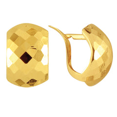 14k Yellow Gold Shiny Hammered Look Snuggable Earrings, 10 x 15mm - JewelryAffairs