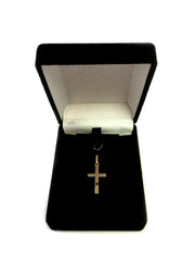 14k Yellow Gold Shiny Square Flat Style Cross Pendant - JewelryAffairs