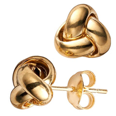 14k Yellow Gold Single Row Love Knot Stud Earrings, 9mm - JewelryAffairs