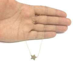 14k Yellow Gold Star Charm Necklace, 18" - JewelryAffairs