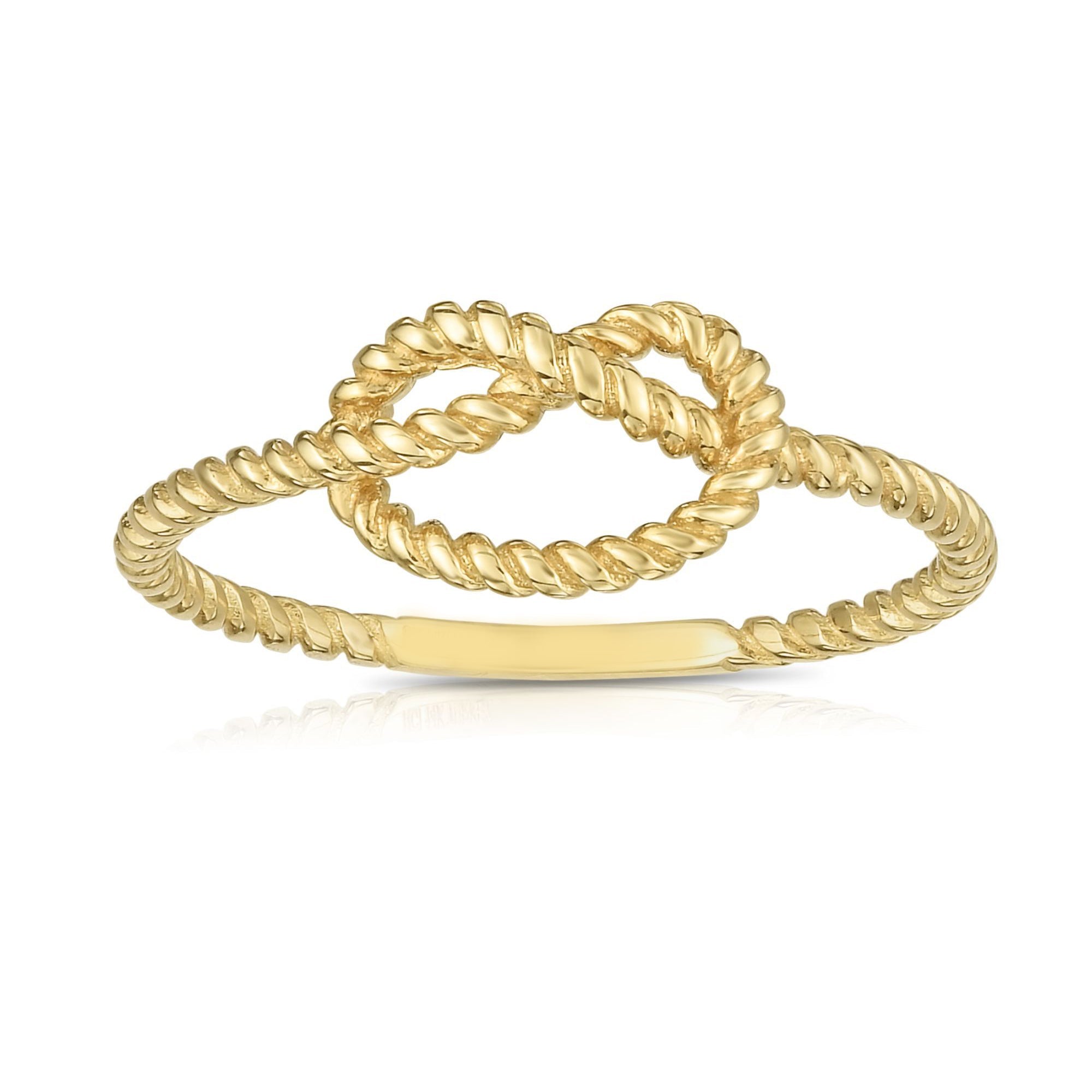 14k Yellow Gold Twisted Cable Knot Ring, Size 7 - JewelryAffairs