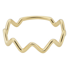 14k Yellow Gold Zigzag Curves Ring - JewelryAffairs