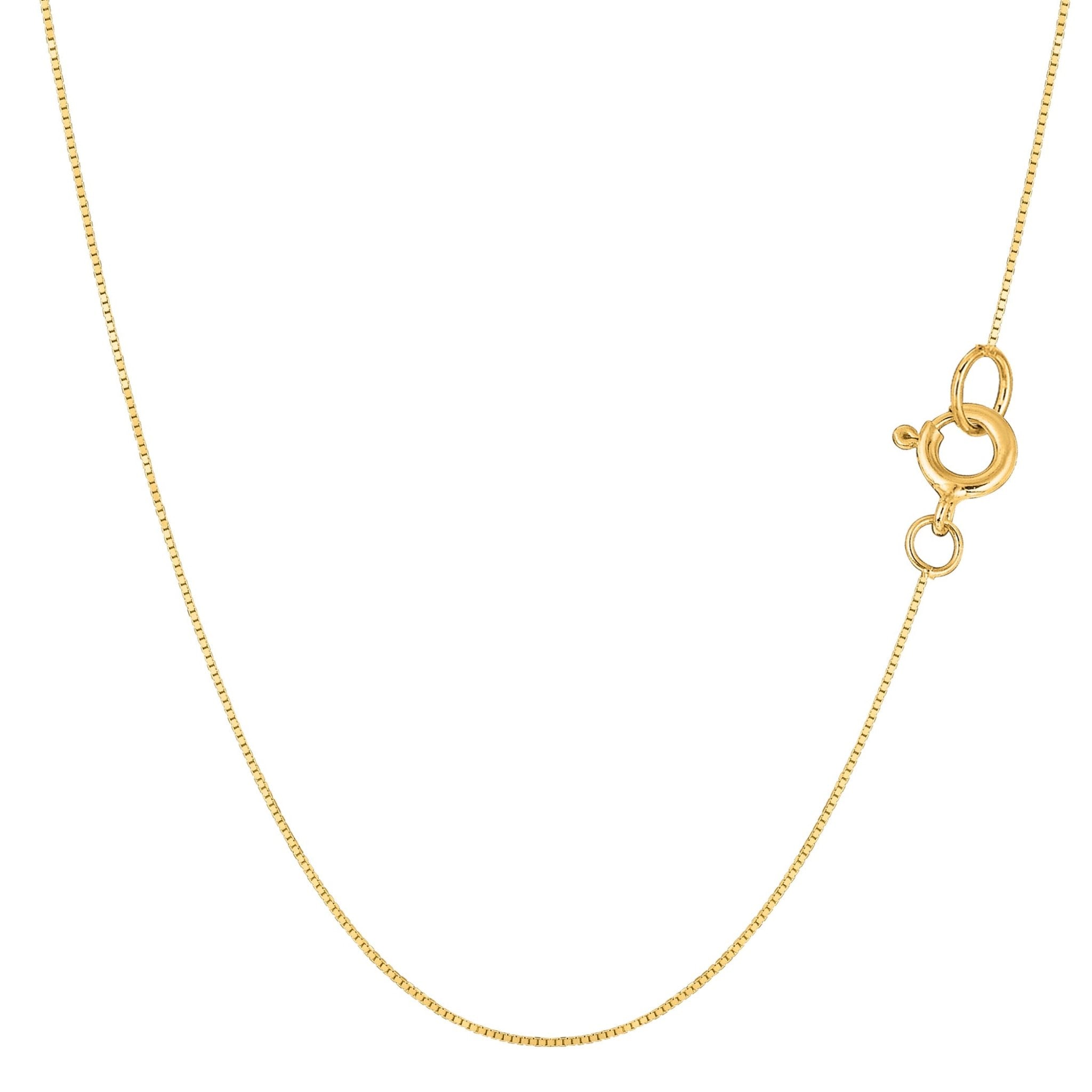 14k Yellow Solid Gold Mirror Box Chain Necklace, 0.45mm - JewelryAffairs