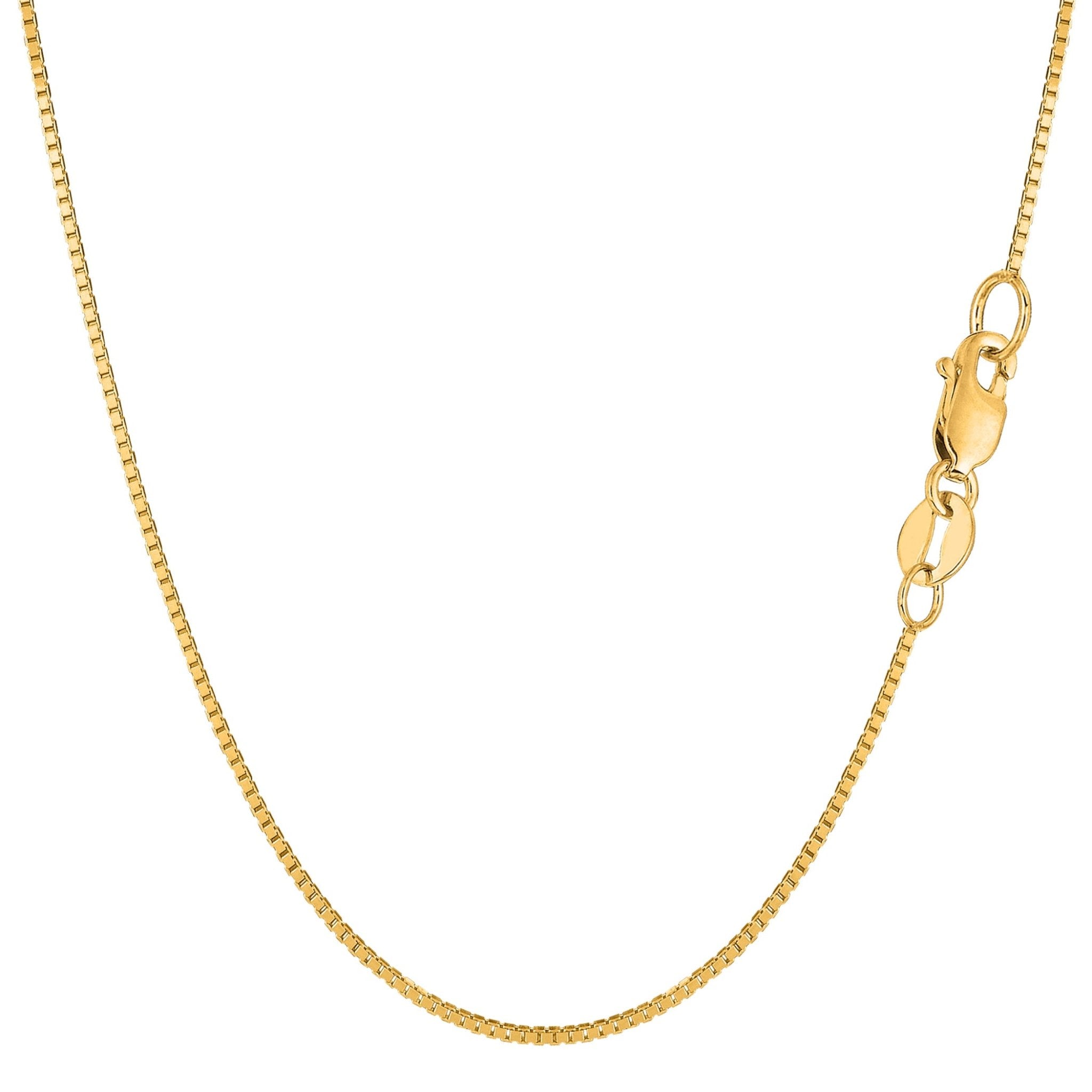 14k Yellow Solid Gold Mirror Box Chain Necklace, 0.8mm - JewelryAffairs