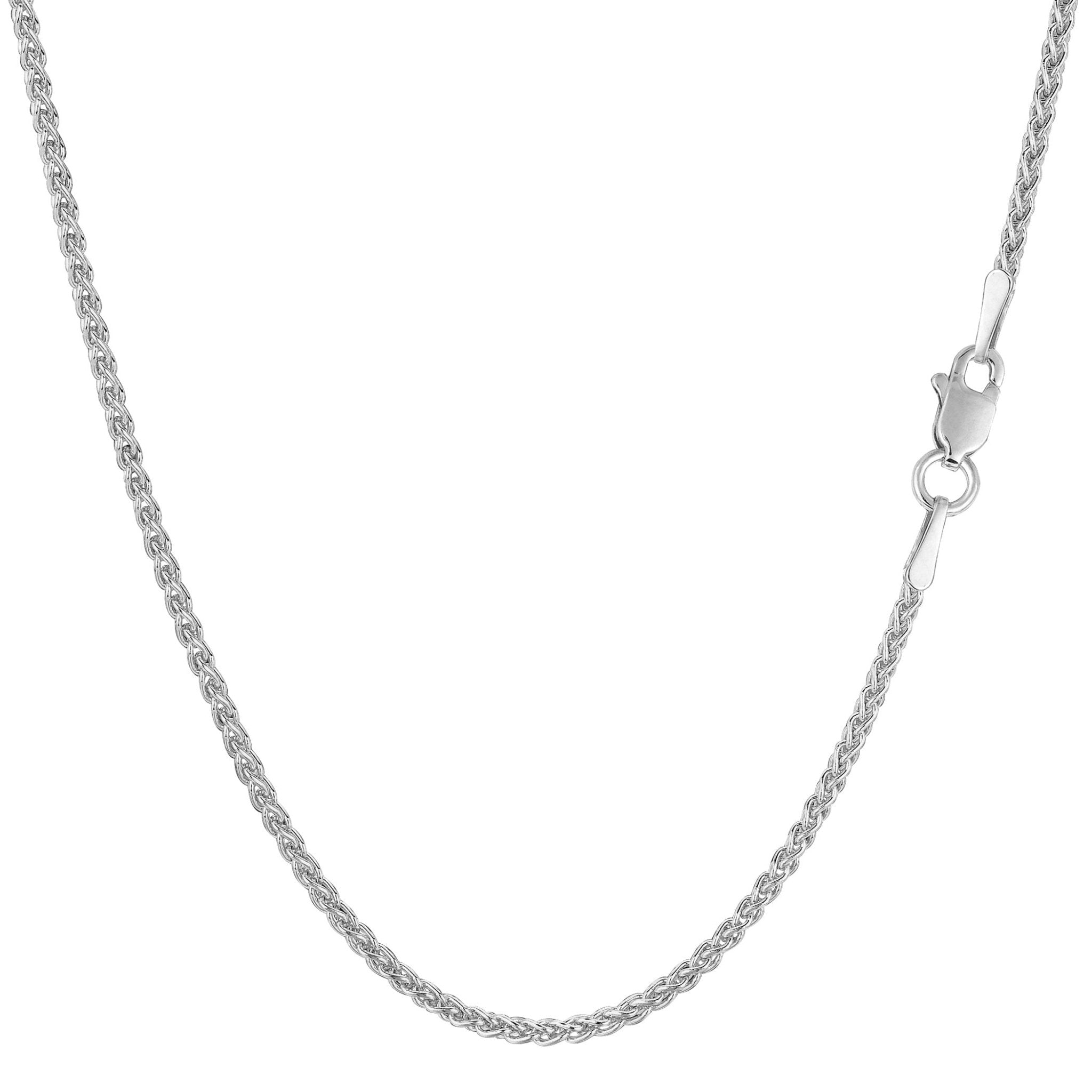18k White Gold Round Wheat Chain Necklace, 1.4mm - JewelryAffairs