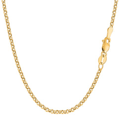 10k Yellow Gold Round Rolo Link Chain Necklace, 2.3mm fine designer jewelry for men and women