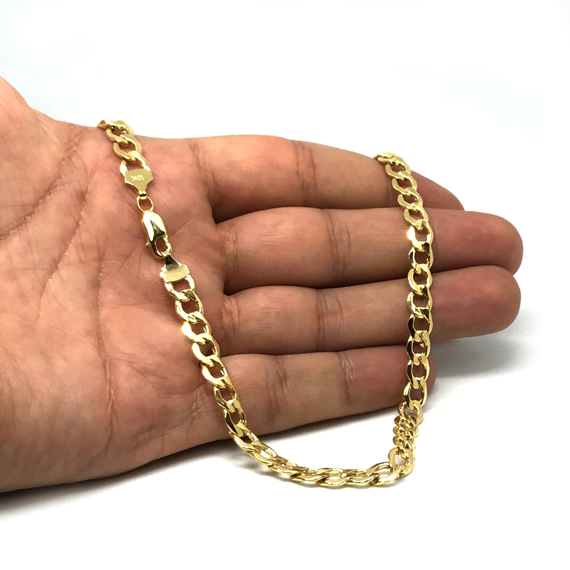 10k Yellow Gold Curb Hollow Chain Necklace, 6.1mm fine designer jewelry for men and women