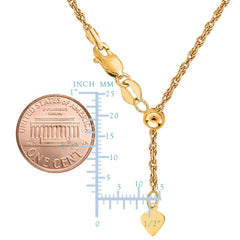 10k Yellow Gold Adjustable Rope Link Chain Necklace, 1.0mm, 22" fine designer jewelry for men and women