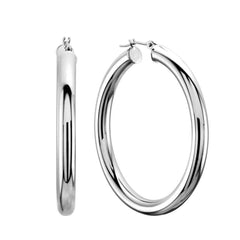 10k White Gold 3mm Shiny Round Tube Hoop Earrings fine designer jewelry for men and women