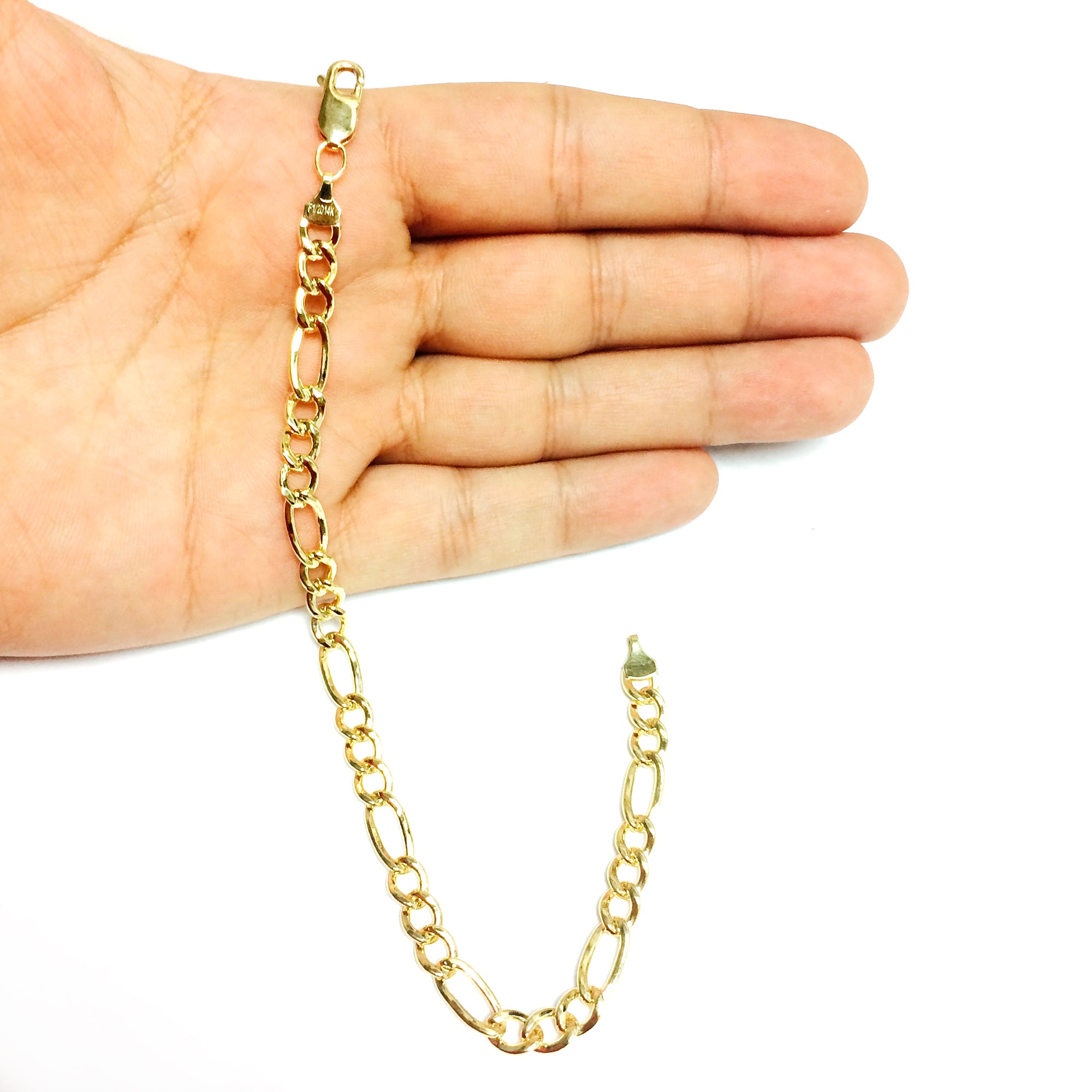 14K Yellow Gold Filled Solid Figaro Chain Bracelet, 6.0 mm, 8.5" fine designer jewelry for men and women