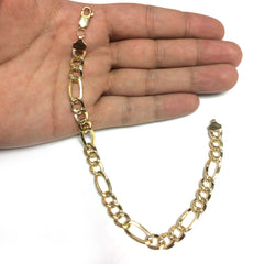 14K Yellow Gold Filled Solid Figaro Chain Bracelet, 7.8 mm, 9" fine designer jewelry for men and women