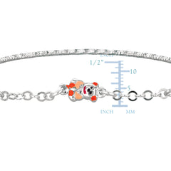 Baby Bangle Bracelet With Teddy Bear Enameled Charms In Sterling Silver - 5.5 Inch fine designer jewelry for men and women