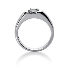 Round Brilliant Diamond Mens Ring in 14k white gold (0.25cttw, F-G Color, SI2 Clarity) fine designer jewelry for men and women