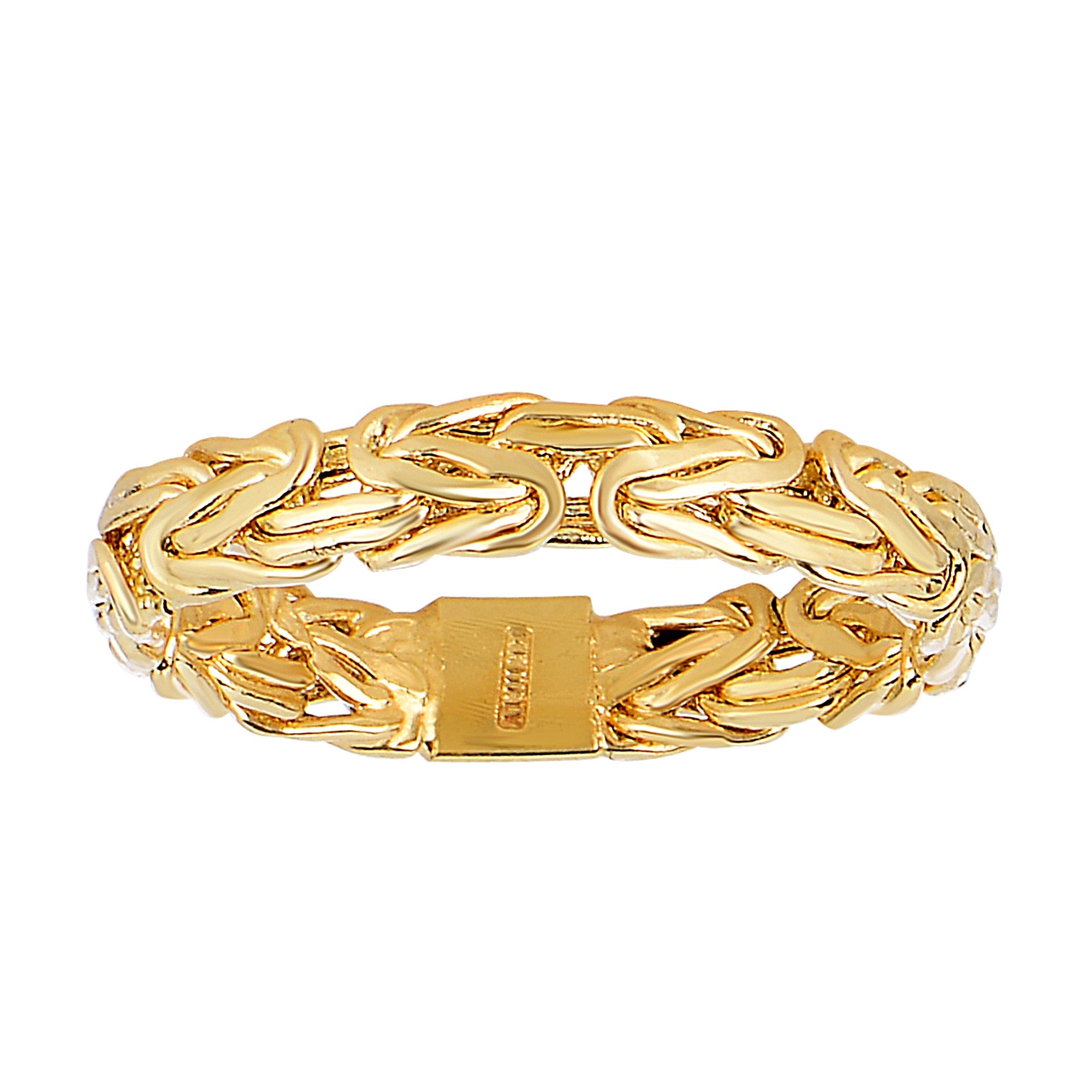14Kt Yellow Gold Byzantine Style Band - 4mm Wide fine designer jewelry for men and women