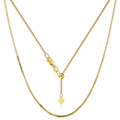 14k Yellow Gold Adjustable Box Chain Necklace, 0.85mm, 22" fine designer jewelry for men and women