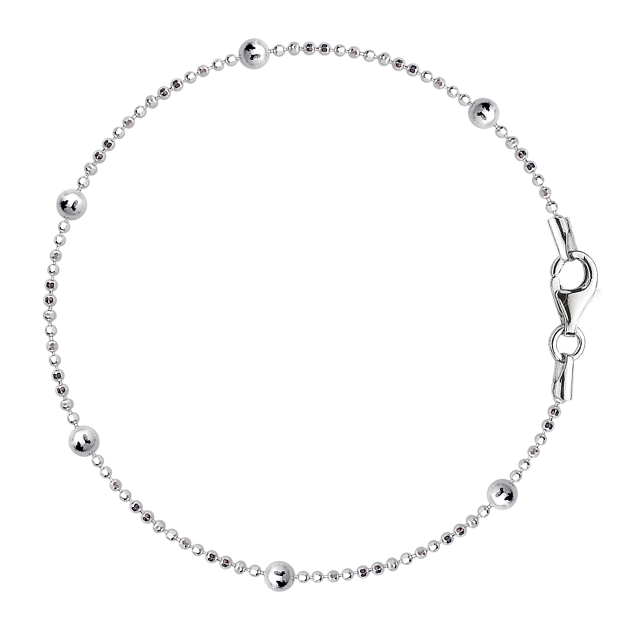 Bead Link Chain Anklet In Sterling Silver fine designer jewelry for men and women