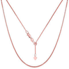 Sterling Silver Rose Tone Plated Sliding Adjustable Box Chain Necklace, 1.4mm, 22" fine designer jewelry for men and women
