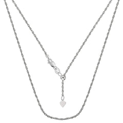 Sterling Silver Rhodium Plated Sliding Adjustable Rope Chain Necklace, 22" fine designer jewelry for men and women