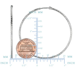 Sterling Silver Rhodium Plated Round Hoop Earrings fine designer jewelry for men and women