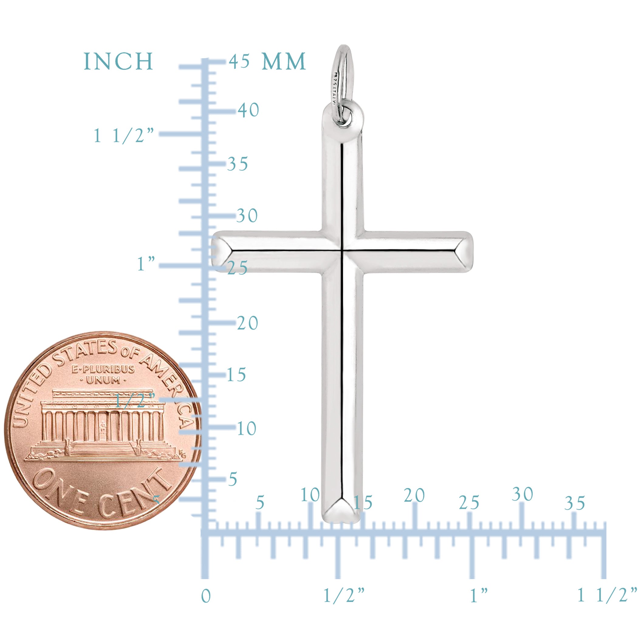 Sterling Silver Cross Pendant, 25 x 45 mm fine designer jewelry for men and women