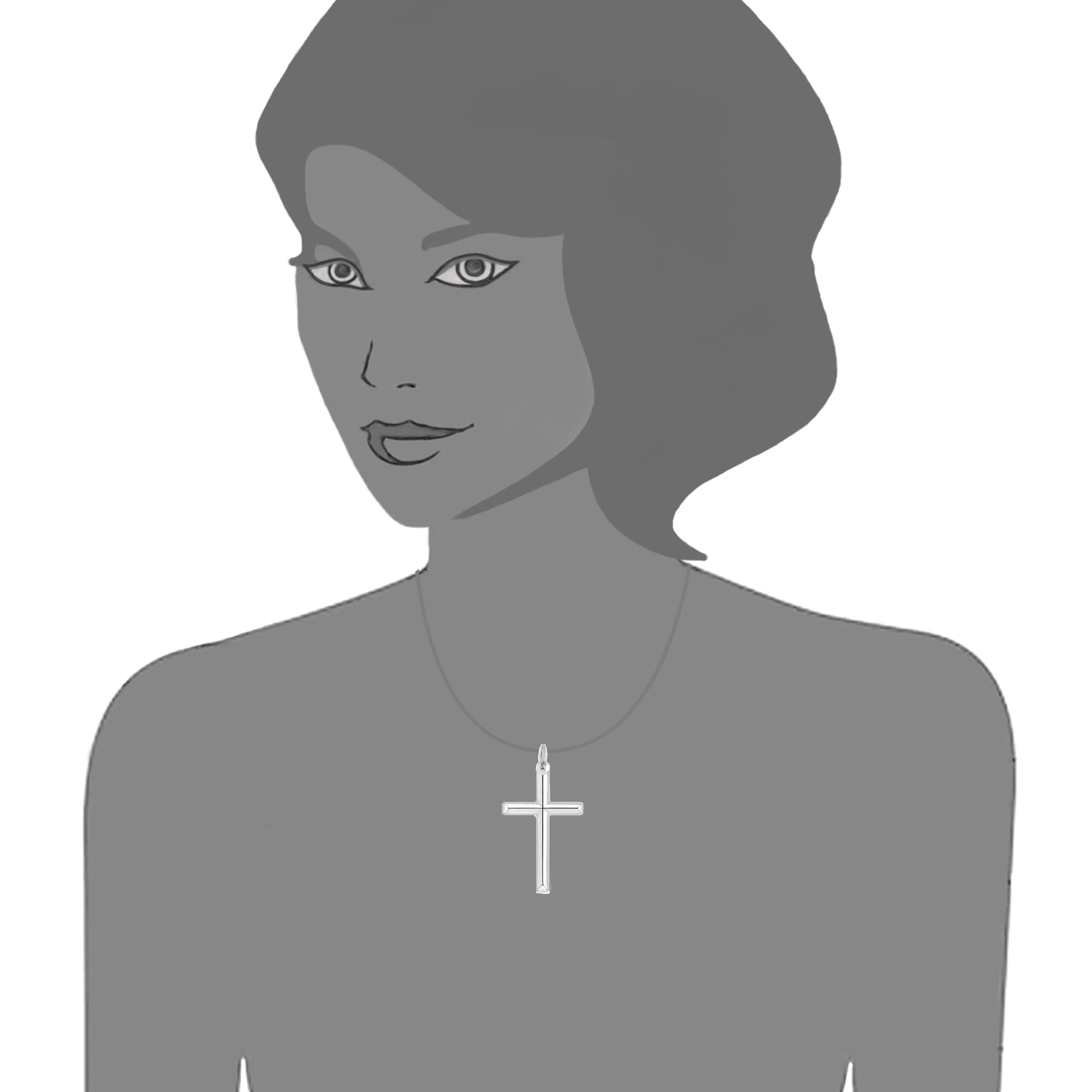 Sterling Silver Cross Pendant, 25 x 45 mm fine designer jewelry for men and women