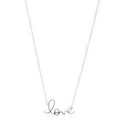 Script Love Logo Necklace In Rhodium Plated Sterling Silver - 18 Inches fine designer jewelry for men and women