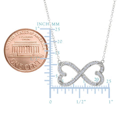 Double Heart Infinity Sign And CZ Necklace In Sterling Silver, 18" fine designer jewelry for men and women