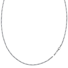 Diamond Cut Omega Chain Necklace With Screw Off Lock In 14k White Gold, 1.5mm - JewelryAffairs