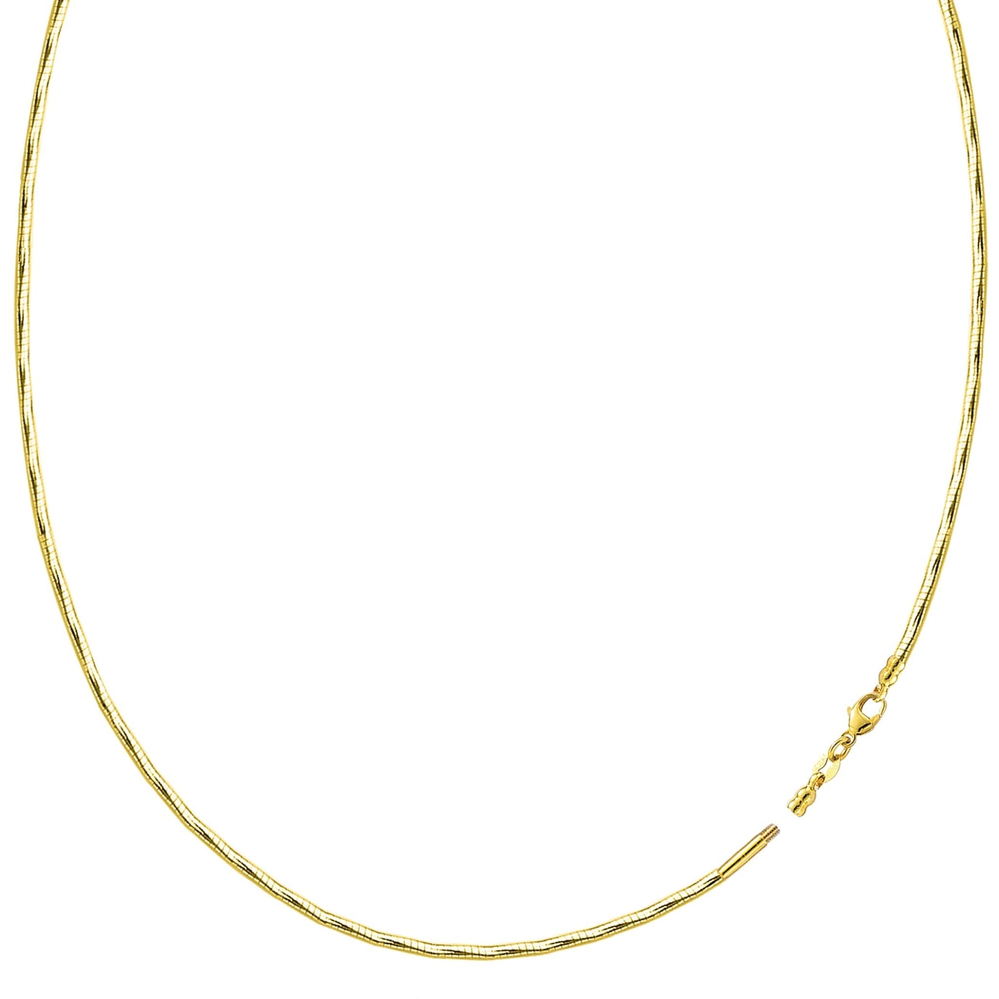Diamond Cut Omega Chain Necklace With Screw Off Lock In 14k Yellow Gold - JewelryAffairs