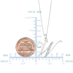 "W" Sterling Silver Rhodium Plated Script Initial Letter With Diamonds On 18 Inch Chain ( 0.05 Tcw) fine designer jewelry for men and women
