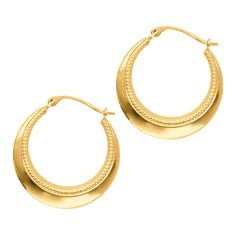 14K Yellow Gold Round Hoop Earrings, Diameter 20mm fine designer jewelry for men and women