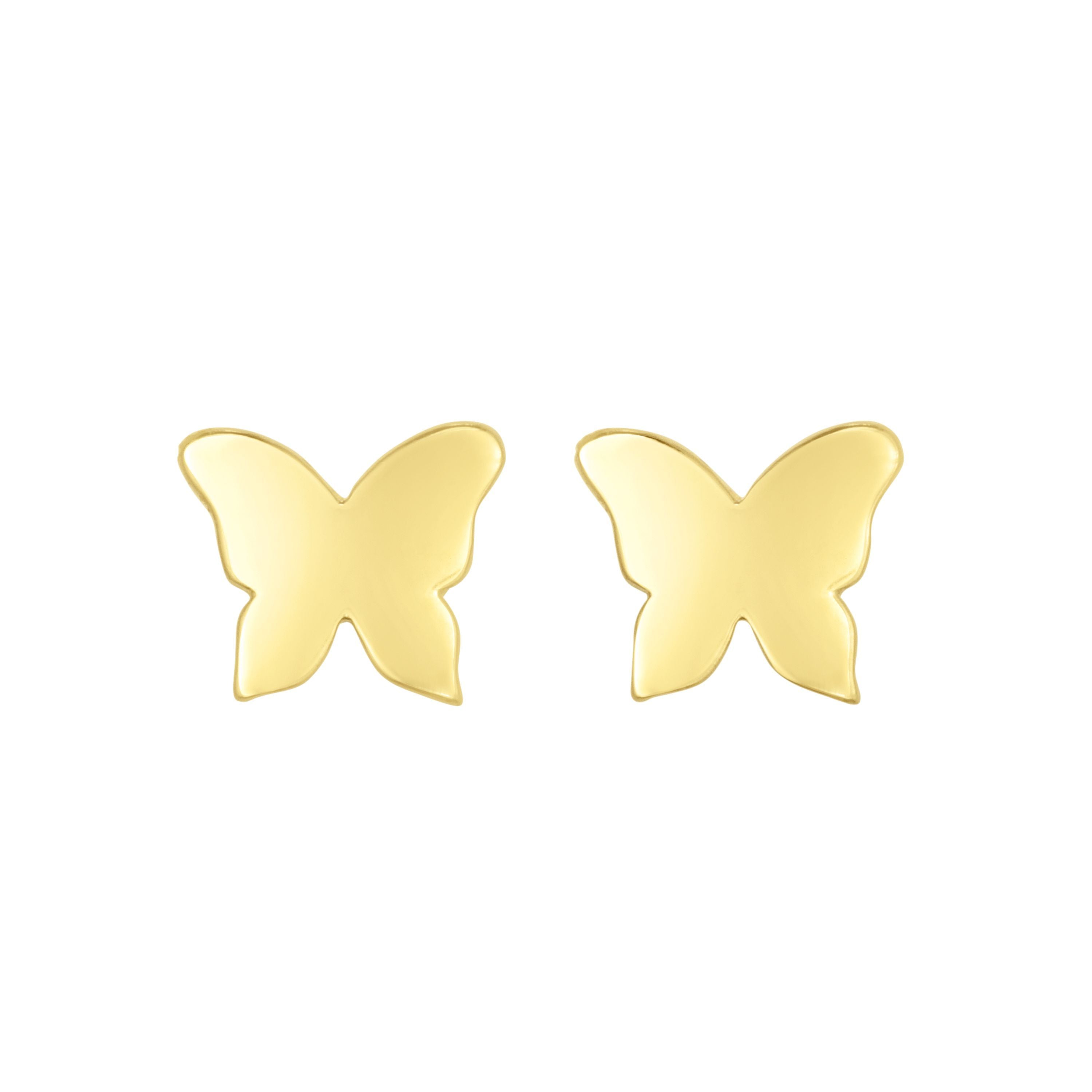 14k Yellow Gold Butterfly Stud Earrings fine designer jewelry for men and women