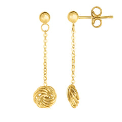14K Yellow Gold Love Knot Drop Earrings fine designer jewelry for men and women
