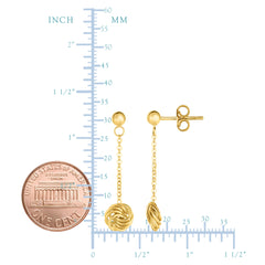 14K Yellow Gold Love Knot Drop Earrings fine designer jewelry for men and women