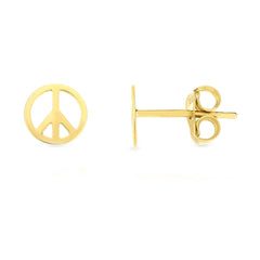 14k Yellow Gold Peace Sign Stud Earrings fine designer jewelry for men and women